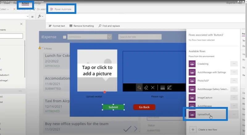 Transférer des images et des signatures de Power Apps vers Power Automate