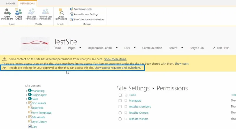 Penyesuaian Permintaan Akses Laman SharePoint