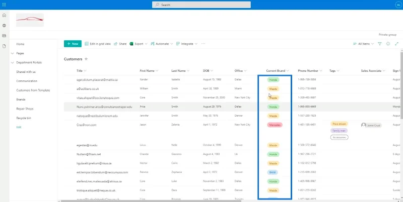 Panduan Pemformatan Senarai SharePoint