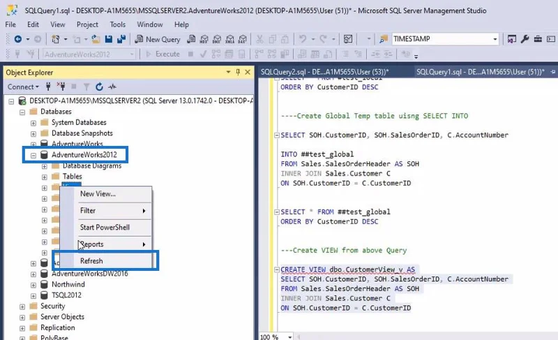 Jadual Dan Pandangan SQL Temp Untuk Pengguna LuckyTemplates