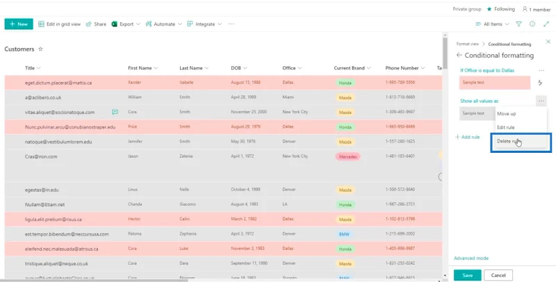 Panduan Pemformatan Senarai SharePoint