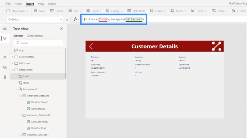 Skrin Butiran MS Power Apps Dan Skrin Borang