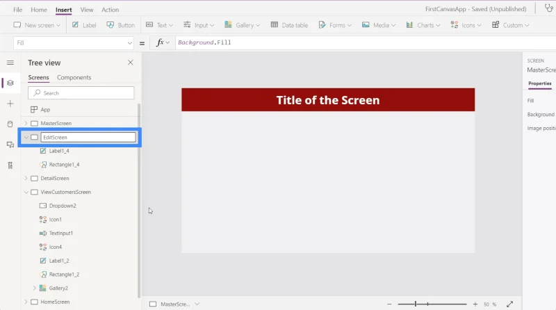 Skrin Butiran MS Power Apps Dan Skrin Borang