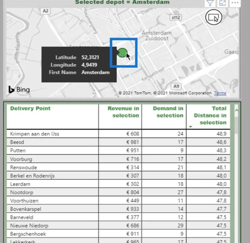 Obliczanie odległości na mapie |  Analiza geoprzestrzenna usługi LuckyTemplates