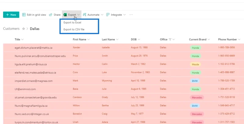 Eksport Senarai SharePoint Ke Fail Excel Atau CSV