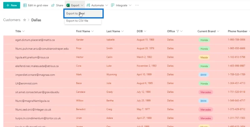 Eksport Senarai SharePoint Ke Fail Excel Atau CSV