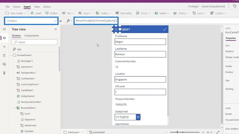 Gambaran Keseluruhan Konteks Navigasi PowerApps