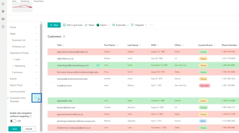 Menambah Navigasi Senarai SharePoint