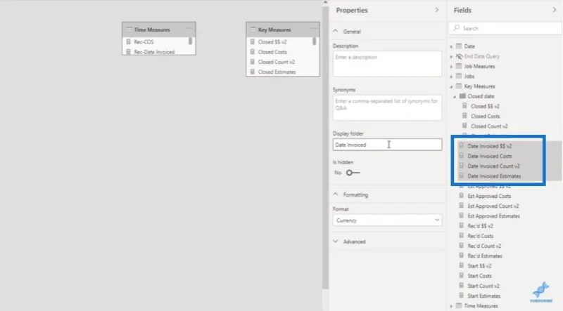 Création de tables de mesures et de sous-dossiers dans LuckyTemplates