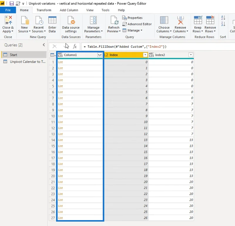 Mengubah Tata Letak Jenis Kalendar Menjadi Format Jadual Dalam LuckyTemplates Menggunakan Editor Pertanyaan