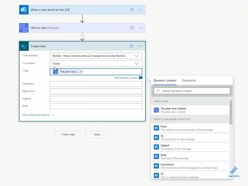 วิธีแยกวิเคราะห์อีเมล & เติมรายการ SharePoint ใน Power Automate