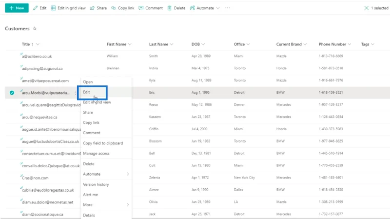 รายการ SharePoint: การแก้ไขรายการเดียวและหลายรายการ