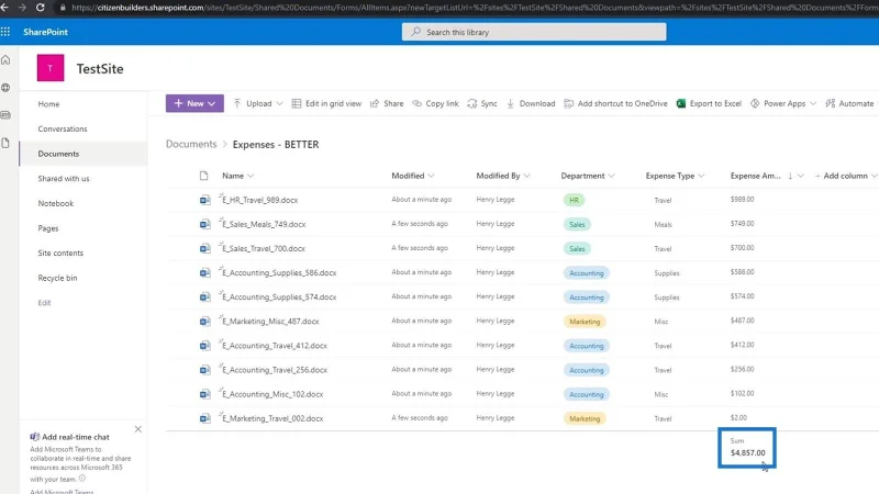 Hinzufügen von Metadaten in SharePoint mithilfe von Spalten