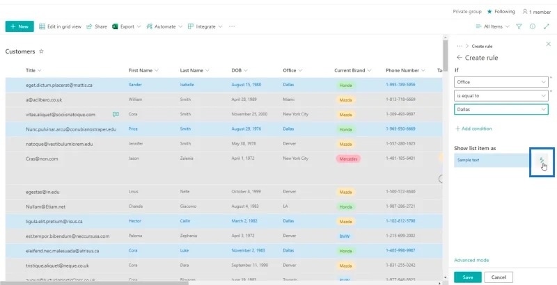 Panduan Pemformatan Senarai SharePoint