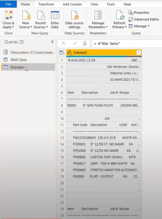 Tutorial Microsoft Power Query Mengenai Cara Membetulkan Isu Lebar Lajur Tetap Campuran