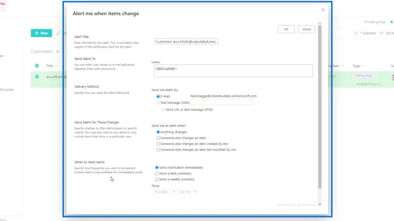 การตั้งค่าการแจ้งเตือนรายการ SharePoint