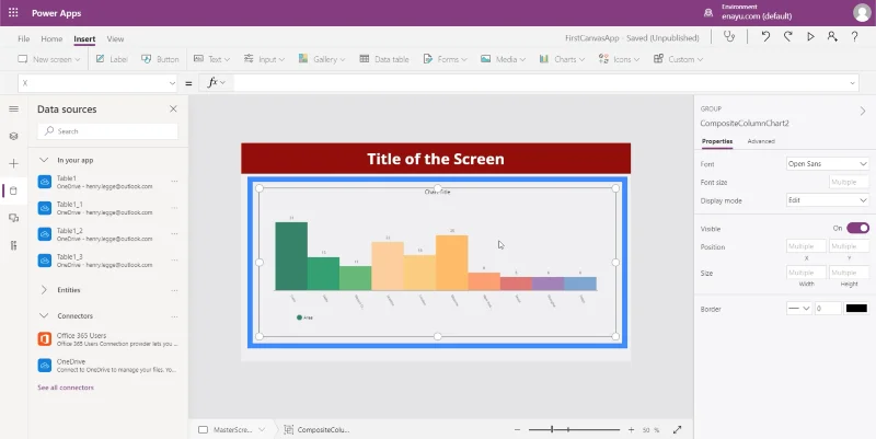 Carta PowerApps, Graf Dan Imej Dinamik
