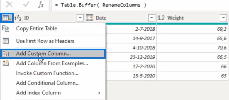 Création de valeurs pour chaque date à l'aide de la formule Power Query