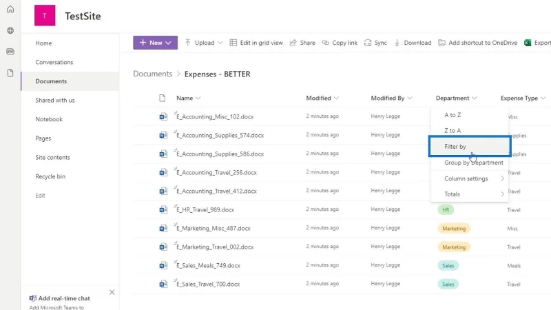 Penapisan Metadata Dalam Fail SharePoint