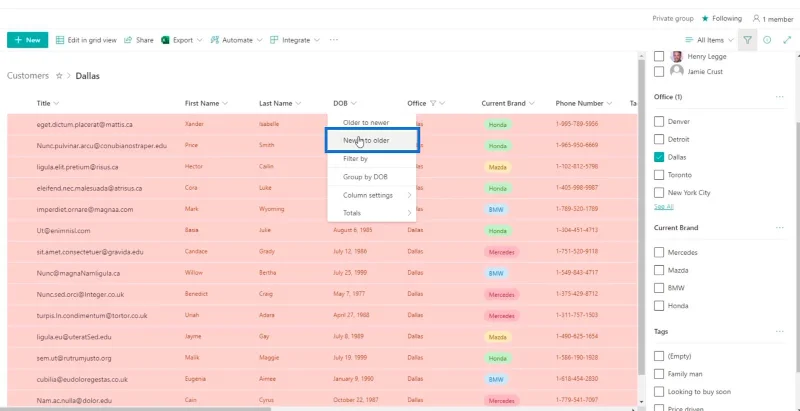 Panduan Pemformatan Senarai SharePoint