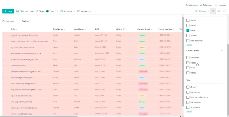 Panduan Pemformatan Senarai SharePoint