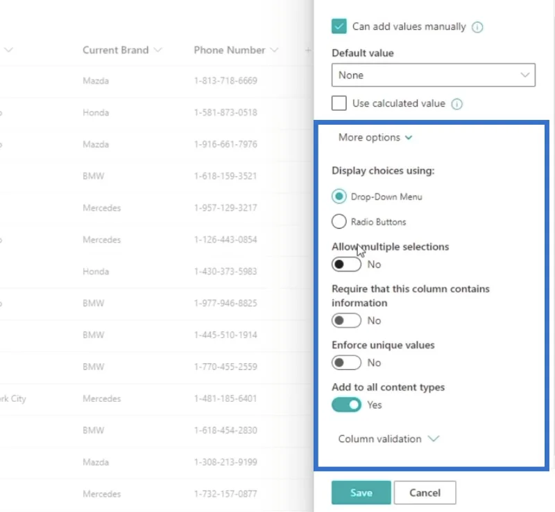 Menambah Medan Pilihan SharePoint Dalam Senarai