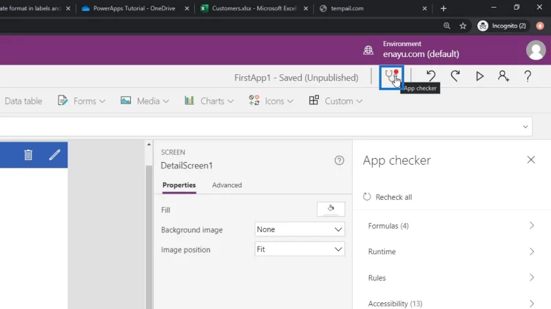 Tutorial Microsoft Power Apps |  Menyemak Ralat