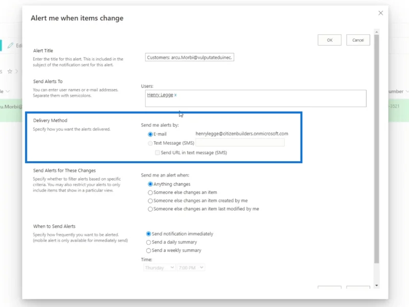 การตั้งค่าการแจ้งเตือนรายการ SharePoint