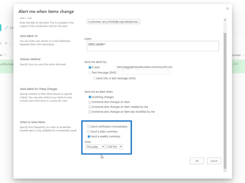การตั้งค่าการแจ้งเตือนรายการ SharePoint