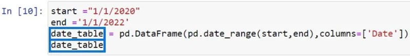 Kuasa BI Dengan Skrip Python Untuk Mencipta Jadual Tarikh