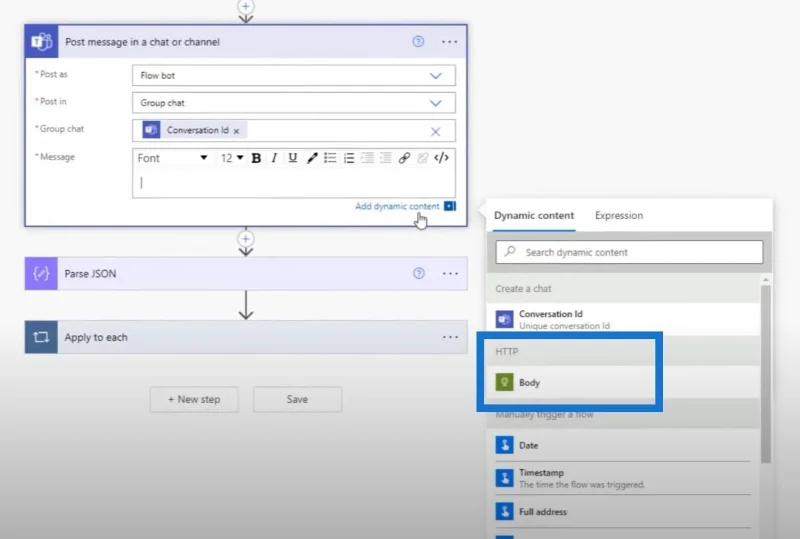 Faire une requête HTTP dans Power Automate