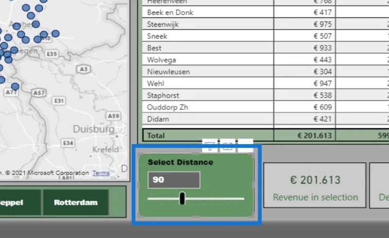 Obliczanie odległości na mapie |  Analiza geoprzestrzenna usługi LuckyTemplates