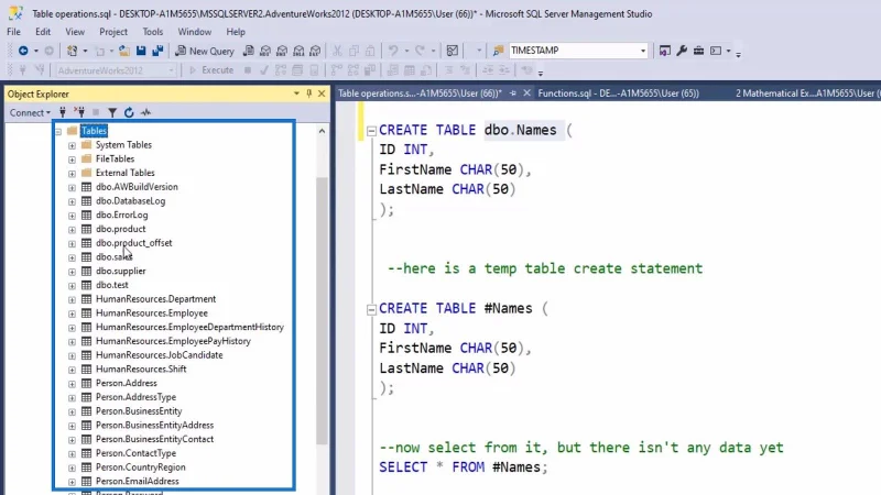 การใช้งานตาราง SQL เบื้องต้น