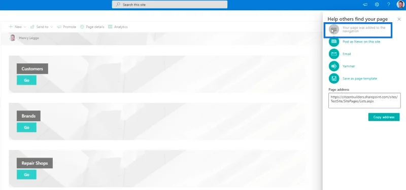 Menambah Navigasi Senarai SharePoint