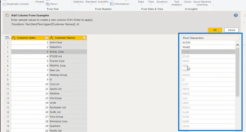 คอลัมน์จากตัวอย่าง LuckyTemplates – Power Query บทช่วยสอน