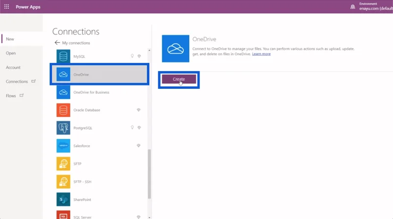 Persediaan Persekitaran Power Apps: Sambung Ke OneDrive & Google Drive