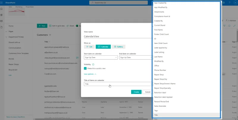 มุมมองปฏิทินรายการ SharePoint