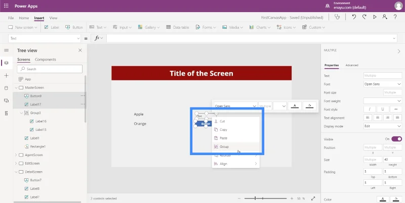 Microsoft Power Apps: Mengumpulkan Elemen Bersama