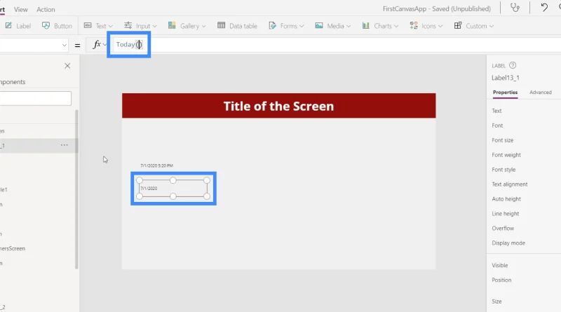 Power Apps-Funktionen: Arbeiten mit User(), Today() und Now()