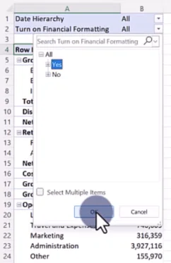 Integrasi LuckyTemplates Excel Untuk Penyata P&L