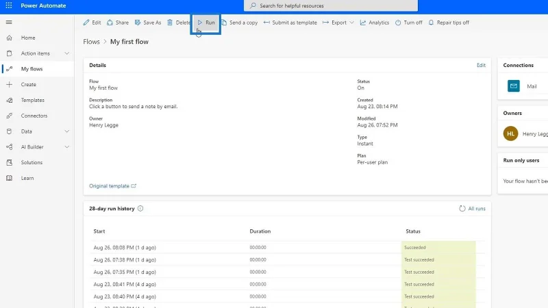 Tutorial Microsoft Flow – Segera Lwn.  Aliran Automatik
