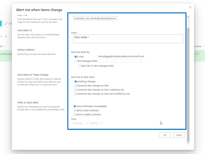การตั้งค่าการแจ้งเตือนรายการ SharePoint