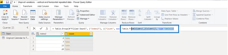 Mengubah Tata Letak Jenis Kalendar Menjadi Format Jadual Dalam LuckyTemplates Menggunakan Editor Pertanyaan