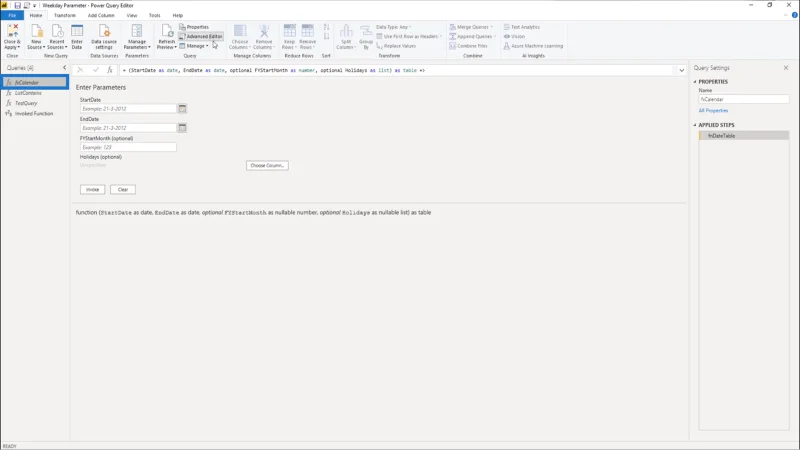 Fungsi M Untuk Jadual Tarikh – Cara Menambah Parameter Dalam Editor Pertanyaan