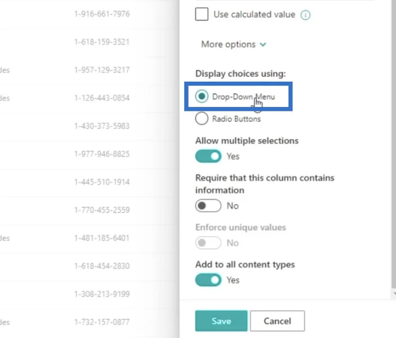 Menambah Medan Pilihan SharePoint Dalam Senarai