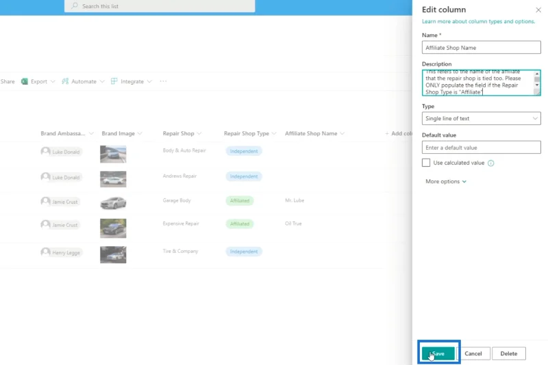 Pengesahan Lajur SharePoint Dalam Dua Cara