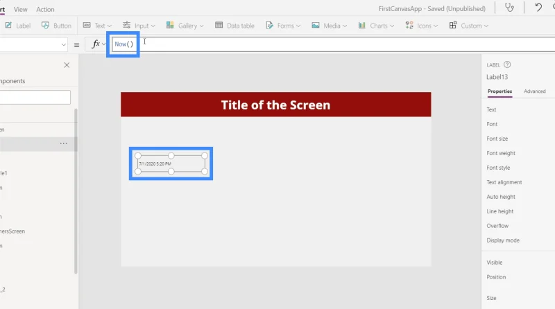 Power Apps-Funktionen: Arbeiten mit User(), Today() und Now()