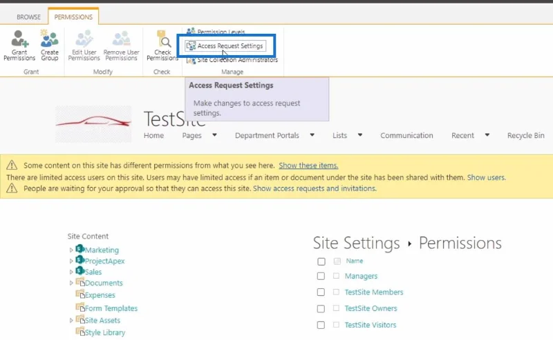Penyesuaian Permintaan Akses Laman SharePoint