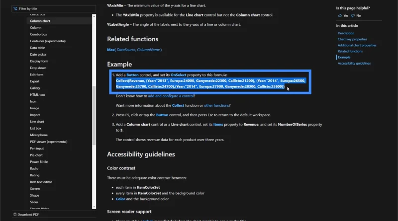 Carta PowerApps, Graf Dan Imej Dinamik