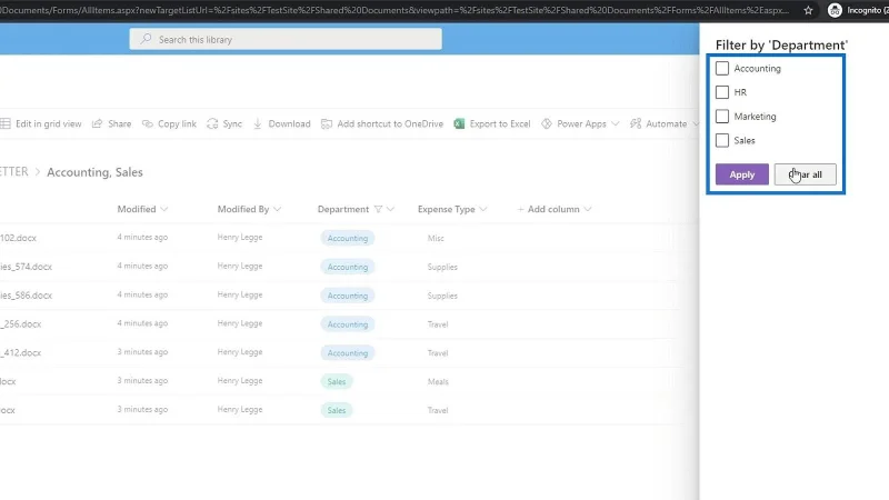 Penapisan Metadata Dalam Fail SharePoint